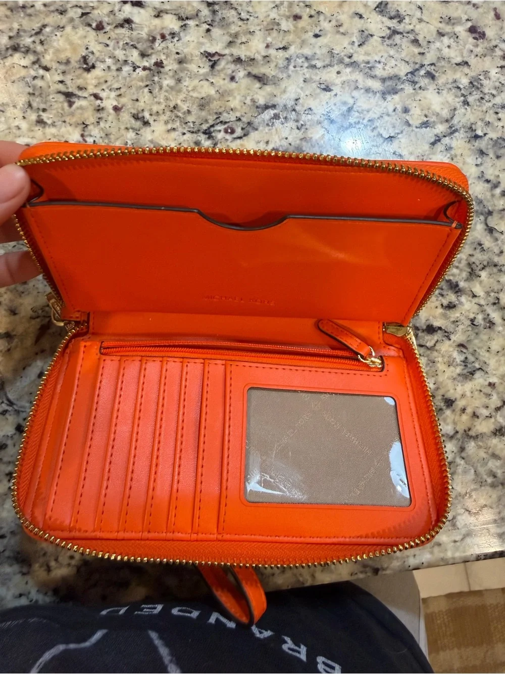 Michael Kors Orange and Peach MK Logo Wristlet Wallet - Picture 2 of 2